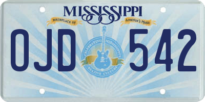 MS license plate OJD542