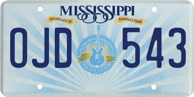 MS license plate OJD543