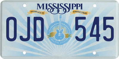 MS license plate OJD545