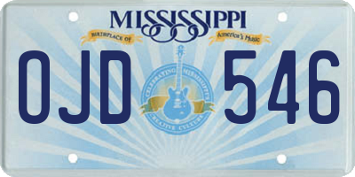 MS license plate OJD546