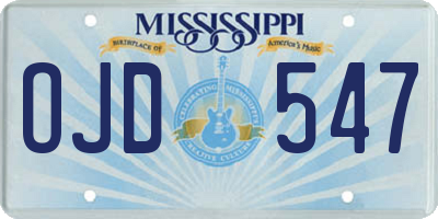 MS license plate OJD547