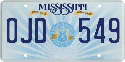 MS license plate OJD549