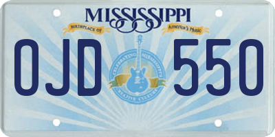 MS license plate OJD550