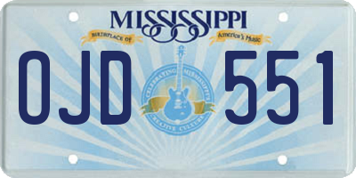 MS license plate OJD551