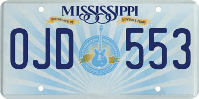 MS license plate OJD553
