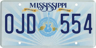 MS license plate OJD554