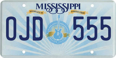 MS license plate OJD555