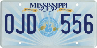 MS license plate OJD556