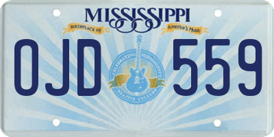 MS license plate OJD559