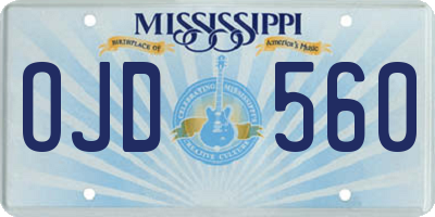 MS license plate OJD560