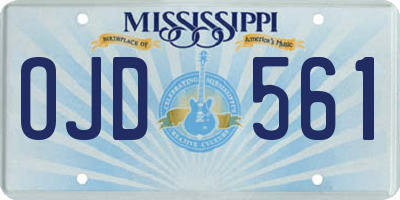 MS license plate OJD561