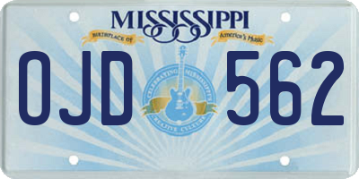 MS license plate OJD562