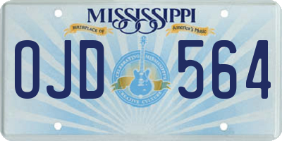 MS license plate OJD564