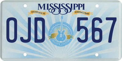 MS license plate OJD567