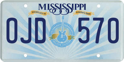 MS license plate OJD570