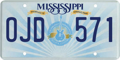 MS license plate OJD571