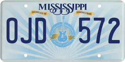 MS license plate OJD572
