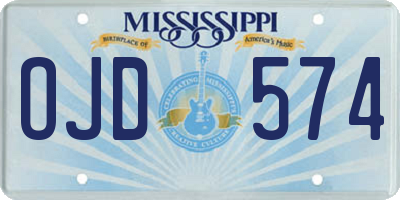 MS license plate OJD574