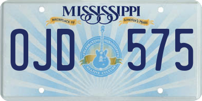MS license plate OJD575