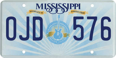 MS license plate OJD576