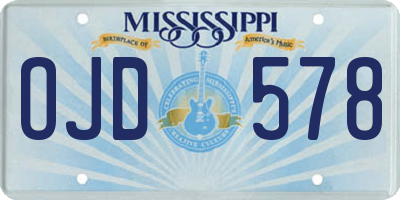 MS license plate OJD578