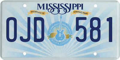 MS license plate OJD581