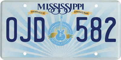 MS license plate OJD582