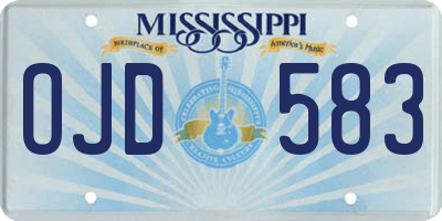 MS license plate OJD583