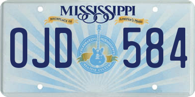 MS license plate OJD584