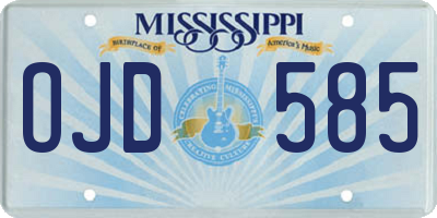MS license plate OJD585