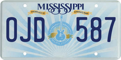 MS license plate OJD587