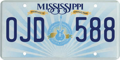 MS license plate OJD588