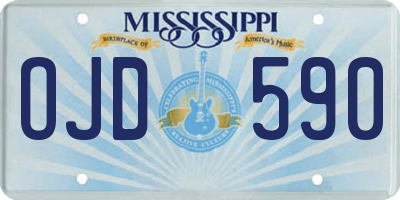 MS license plate OJD590