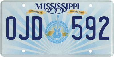 MS license plate OJD592