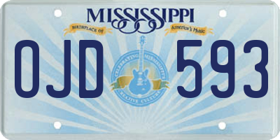 MS license plate OJD593