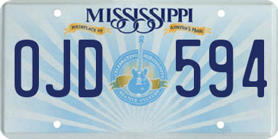 MS license plate OJD594