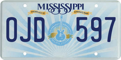 MS license plate OJD597