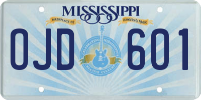 MS license plate OJD601