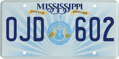 MS license plate OJD602