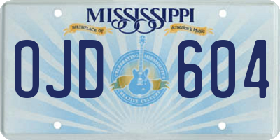 MS license plate OJD604