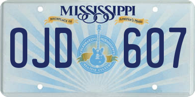MS license plate OJD607