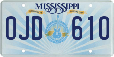 MS license plate OJD610