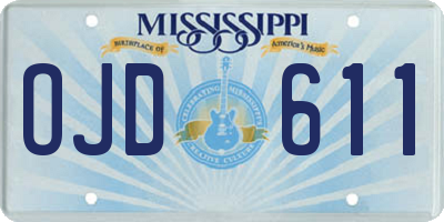MS license plate OJD611