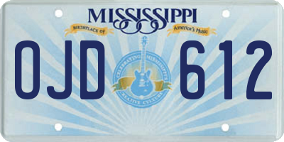 MS license plate OJD612