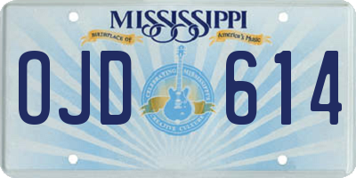 MS license plate OJD614