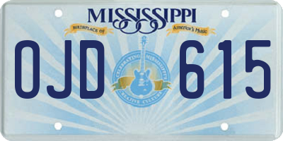 MS license plate OJD615
