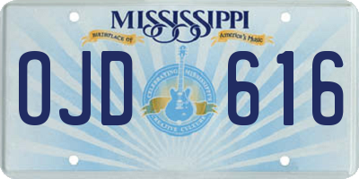 MS license plate OJD616