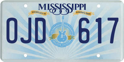 MS license plate OJD617