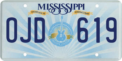 MS license plate OJD619