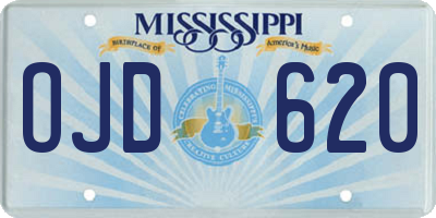 MS license plate OJD620